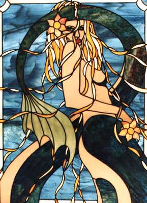 mermaid stained glass art