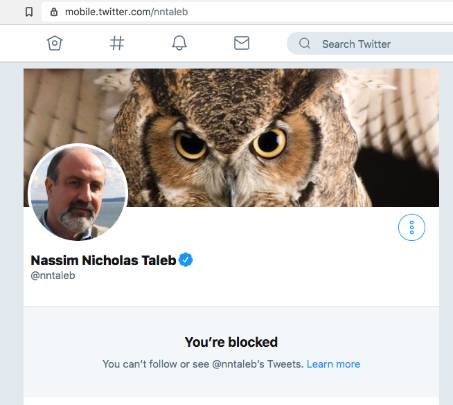 Nassim Nicholas Taleb twitter block PKYT9