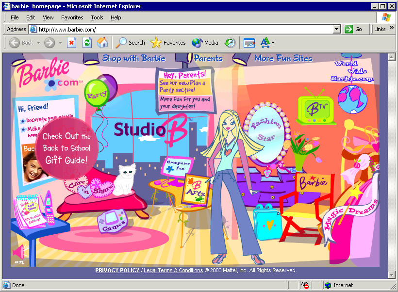 barbie.com screenshot 2003-09