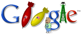 fake google banner with US bombs and a care bear