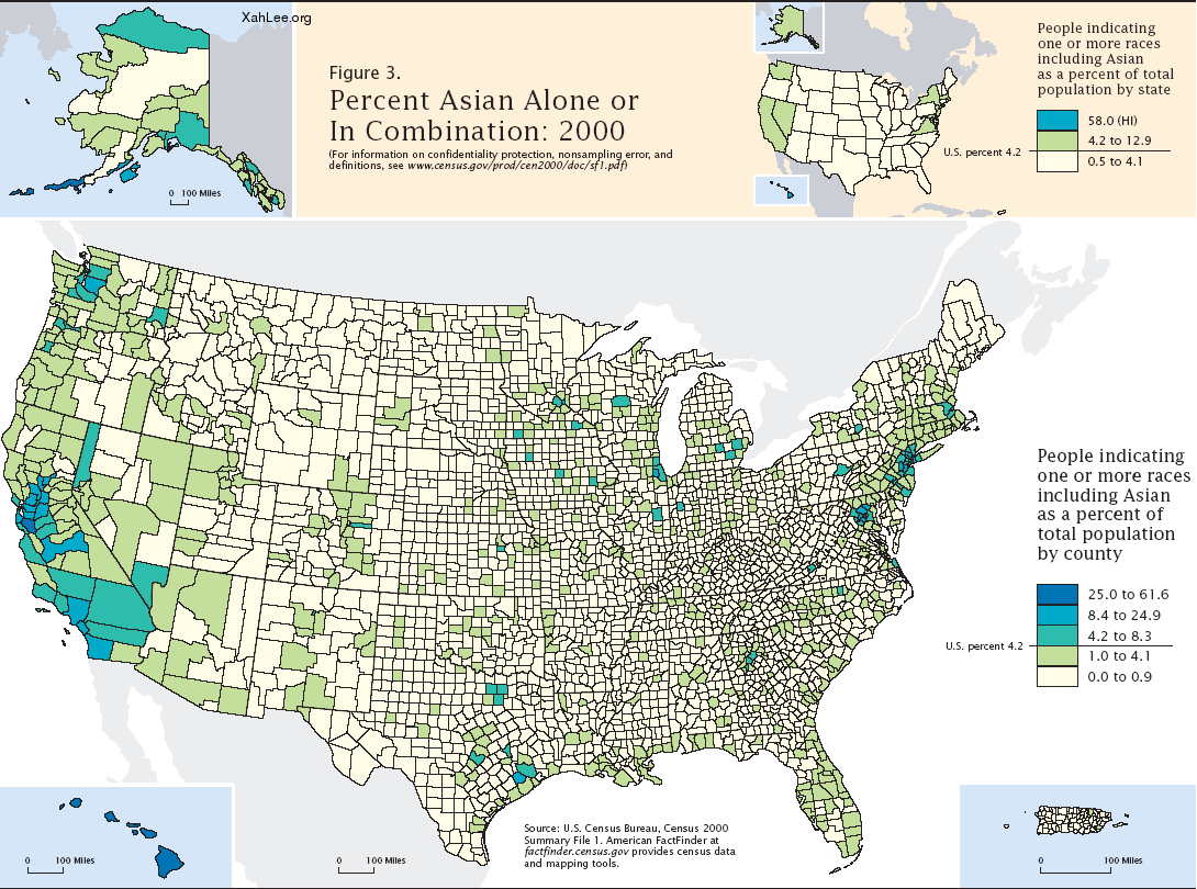 Asians distribution in USA