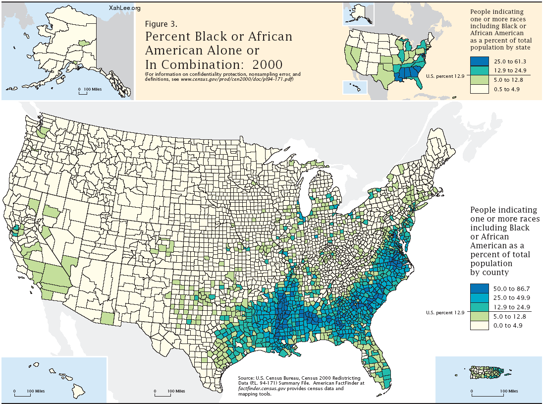 Blacks distribution in USA