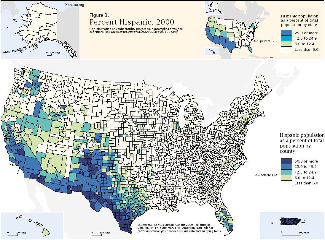 Hispanics distribution in USA