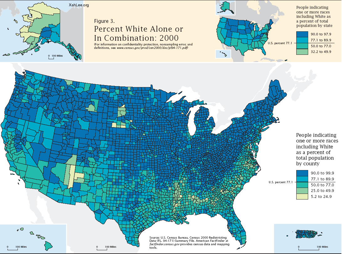 Whites distribution in USA