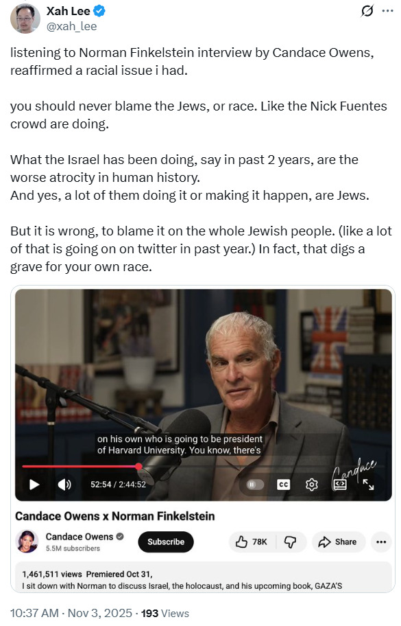 Candace Owens Norman Finkelstein 2025-11-05 3113a
