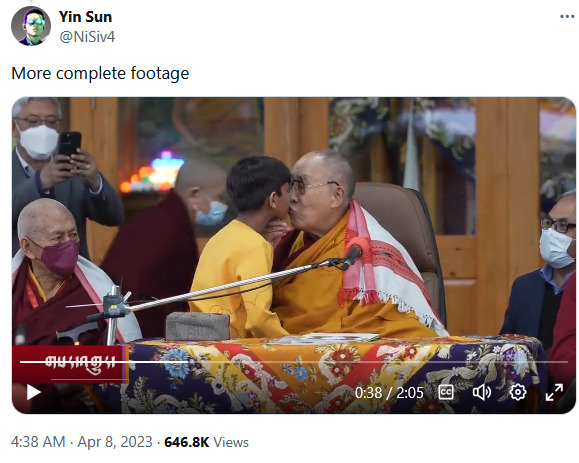 Dalai Lama Tenzin Gyatso tongue kiss 2023-04-08 DQq6M