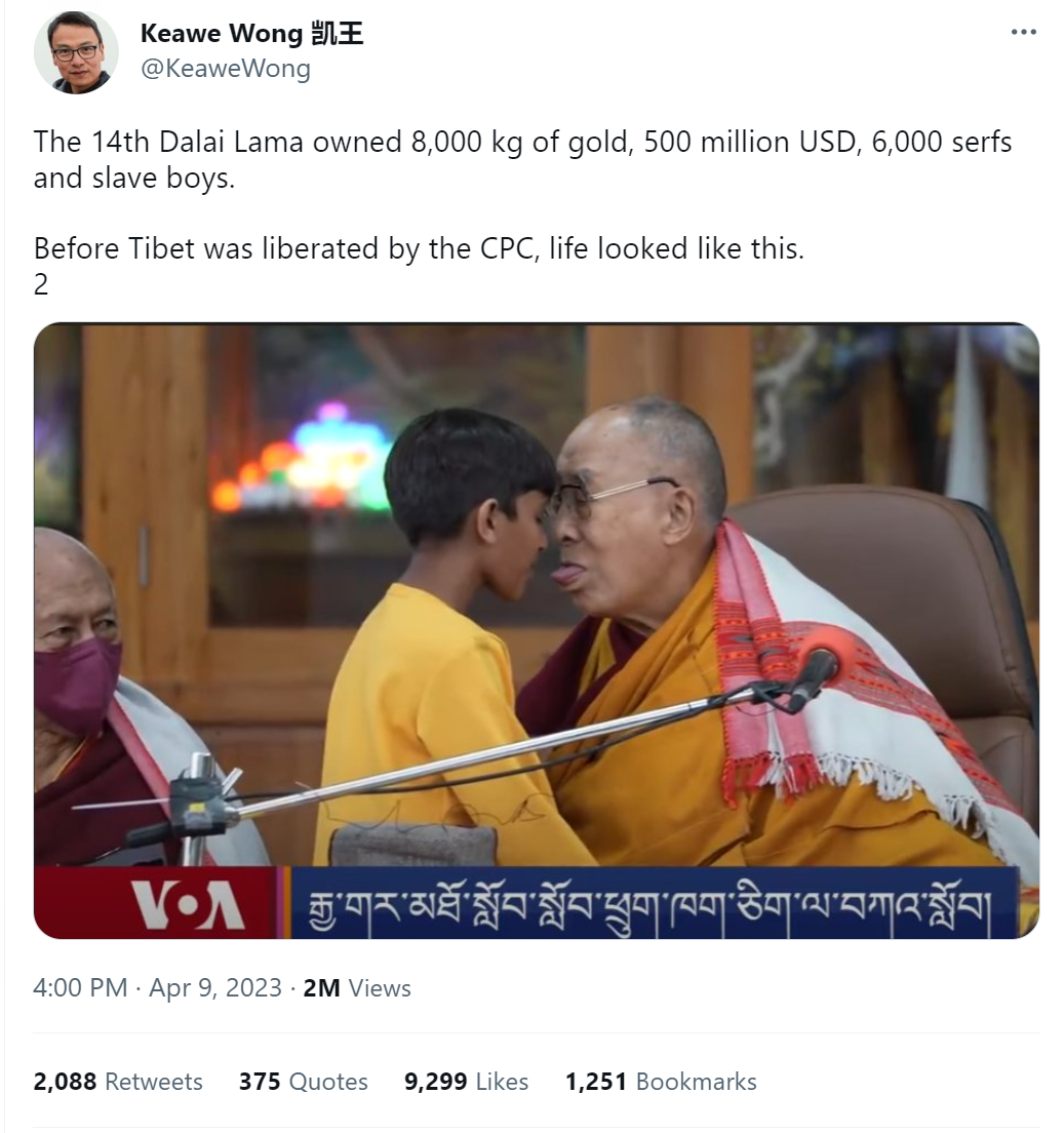 Dalai Lama Tenzin Gyatso tongue kiss 2023-04-11 QfdYh