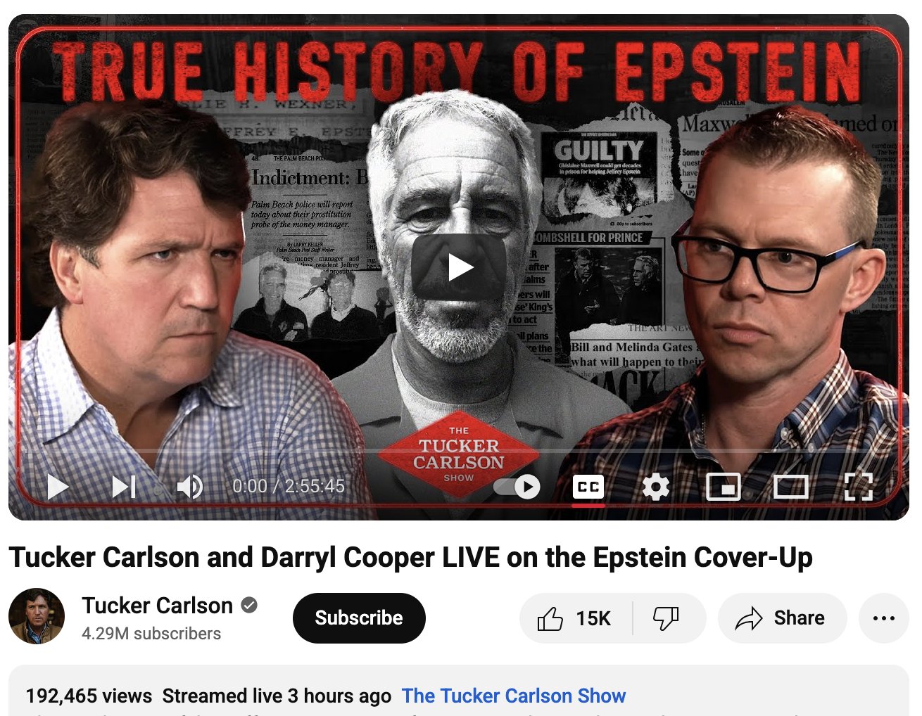 Darryl Cooper on Jeffrey Epstein Tucker Carlson 2025-07