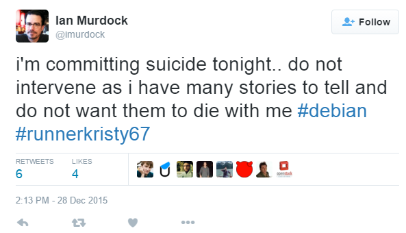 Ian Murdock suicide tweet 2015-12-28