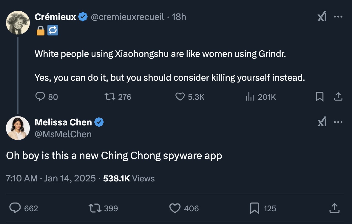 Melissa Chen anti china 2025-01-15