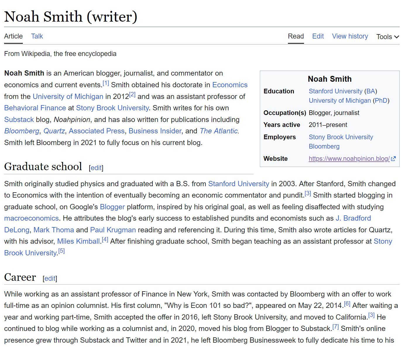 Noah Smith Wikipedia 2023-07-30