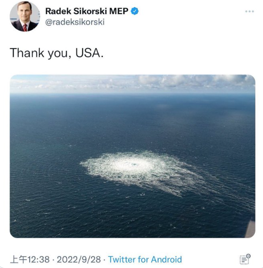 Radek Sikorski thank you usa Nord Stream 2022-09 rmxpm