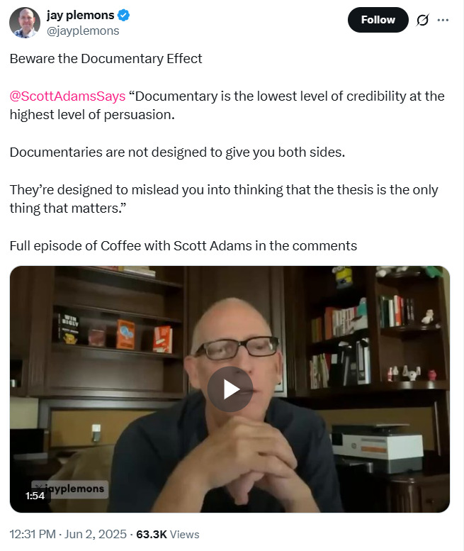 Scott Adams on documentary 2025-06-03 1c4be