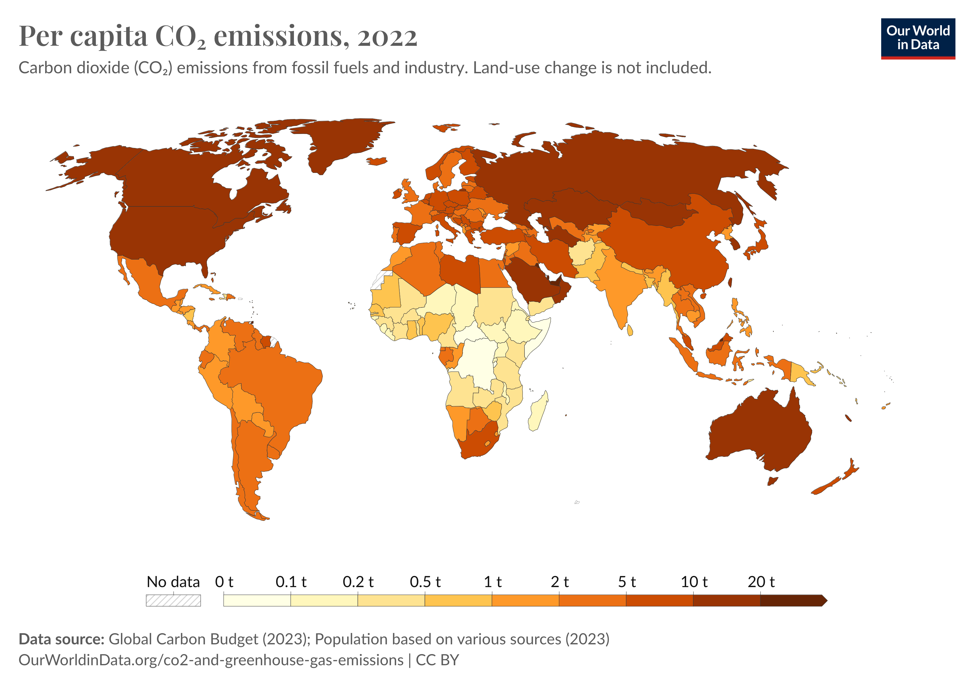 World map CO2 emissions  2022  OWID