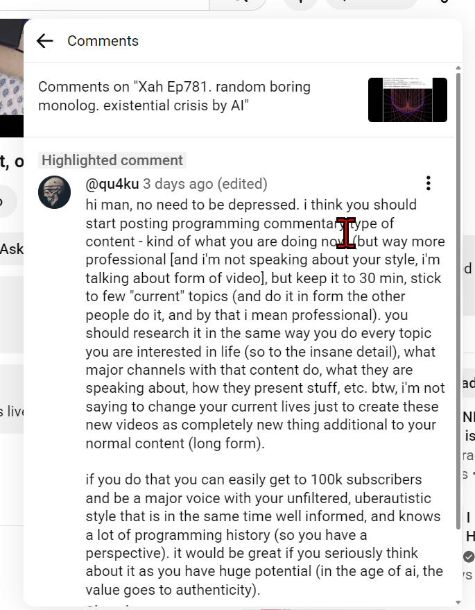 Xah Talk Show comment 2026-04-08