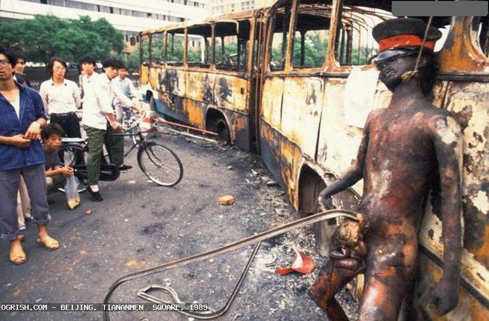burned soldier at TianAnMen China