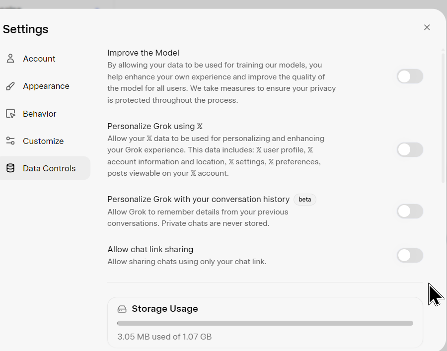 grok ai settings 2026-05-03 166ab