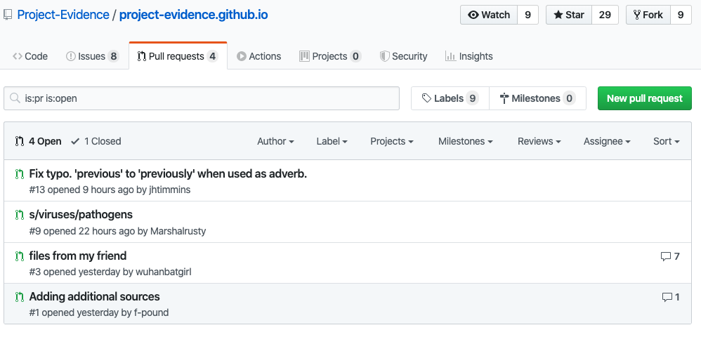 project evidence github pull request 2020-04-18 sPY8P