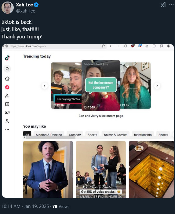 tiktok is back 2025-01-19 101647