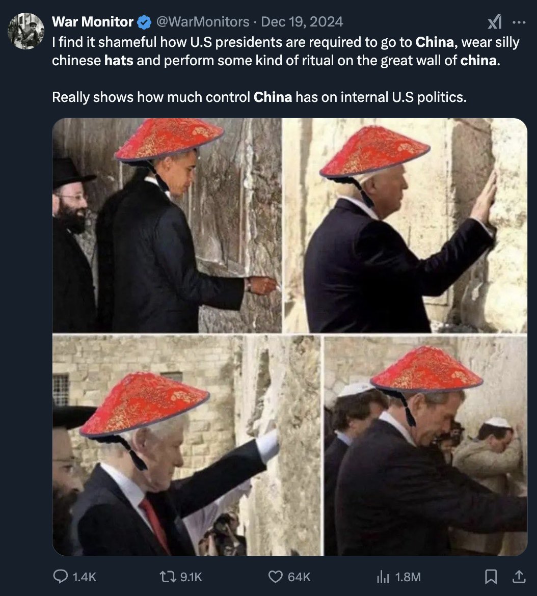 us president china hat wall 2025-02-02