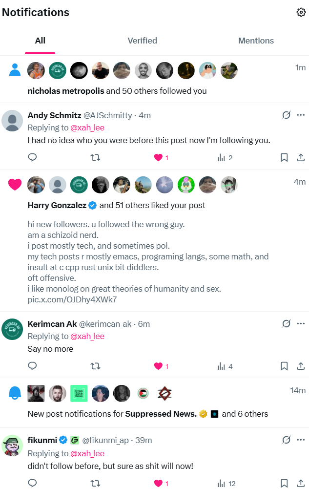 xah new followers 2025-08-08 14245