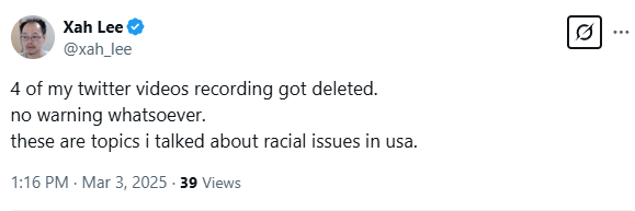 xah twitter vid deleted 2025-03-03 20a1a