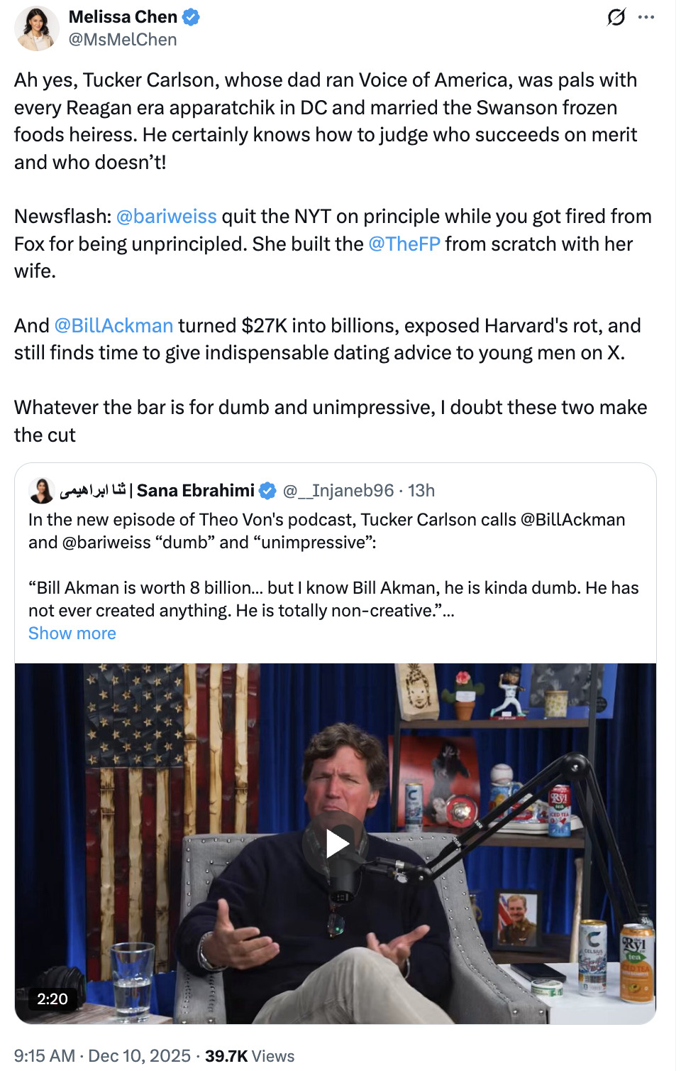 Melissa Chen on Tucker Carlson 2025-12-10 ZpjMm