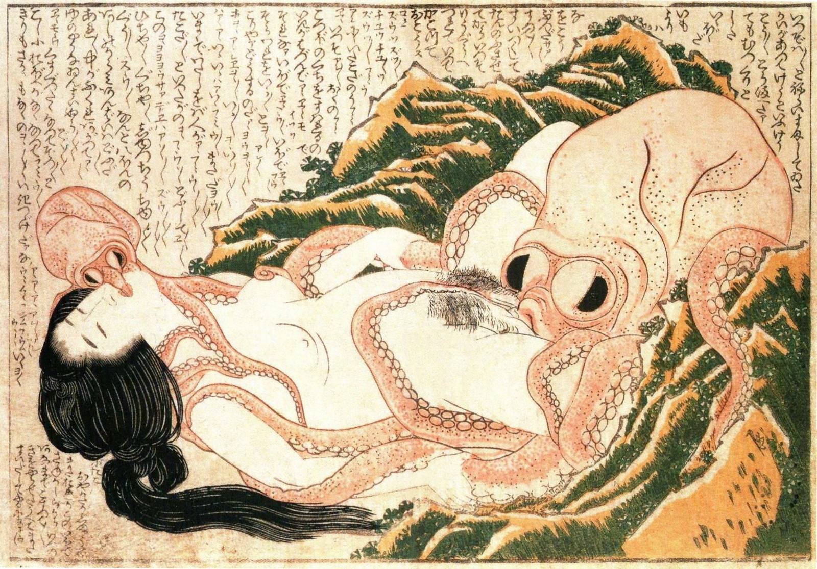 girl diver and octopuses