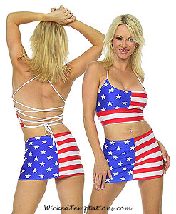 American flag halter tops and mini skirt