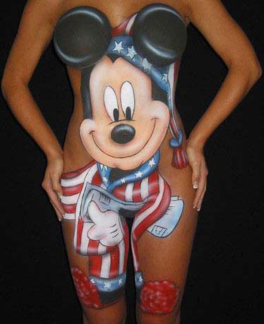 flag Mickey Mouse bodypaint