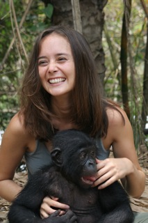 Vanessa Woods with bonobo 2006