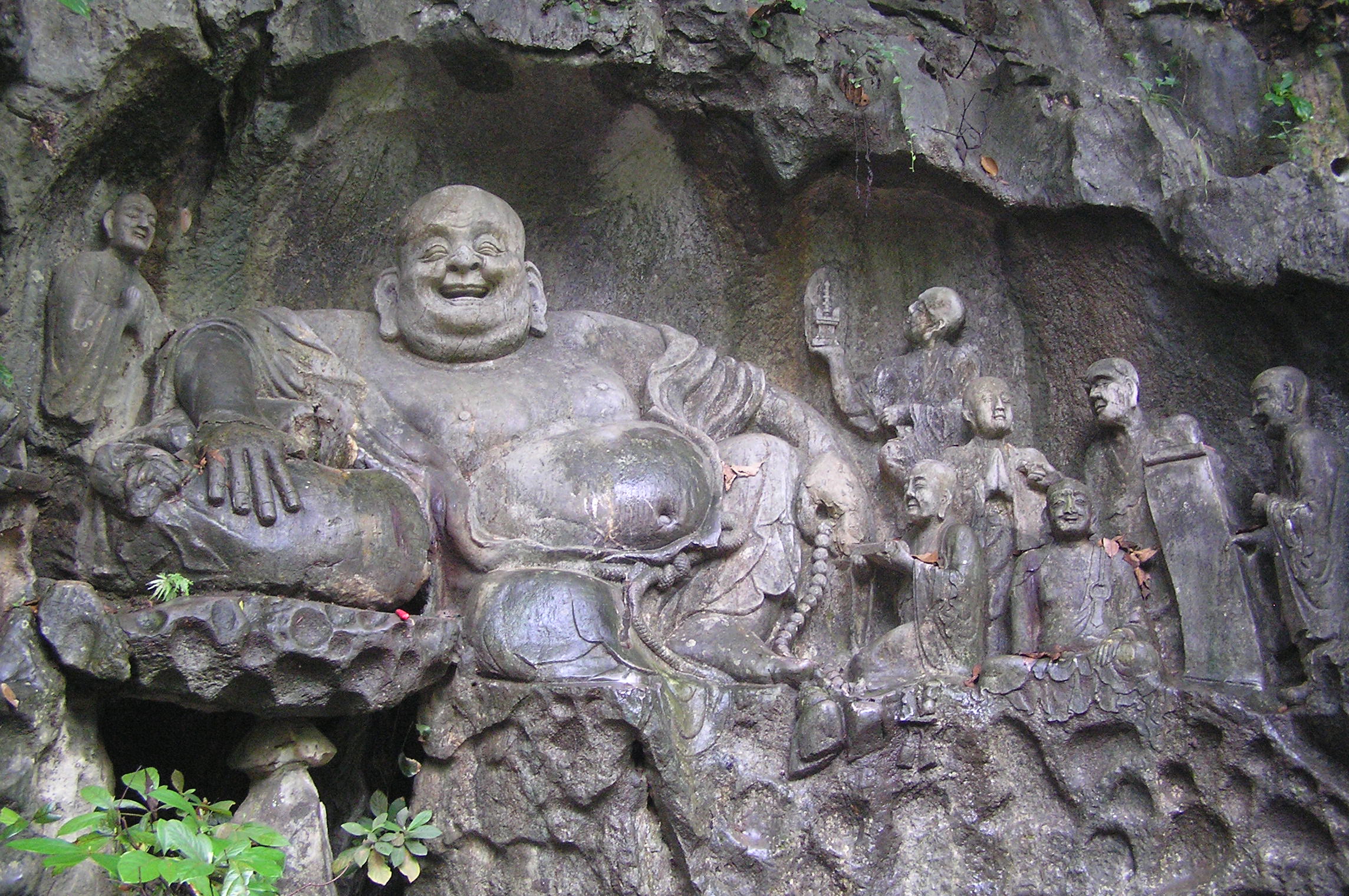 Maitreya and disciples carving in Feilai Feng Caves 60472