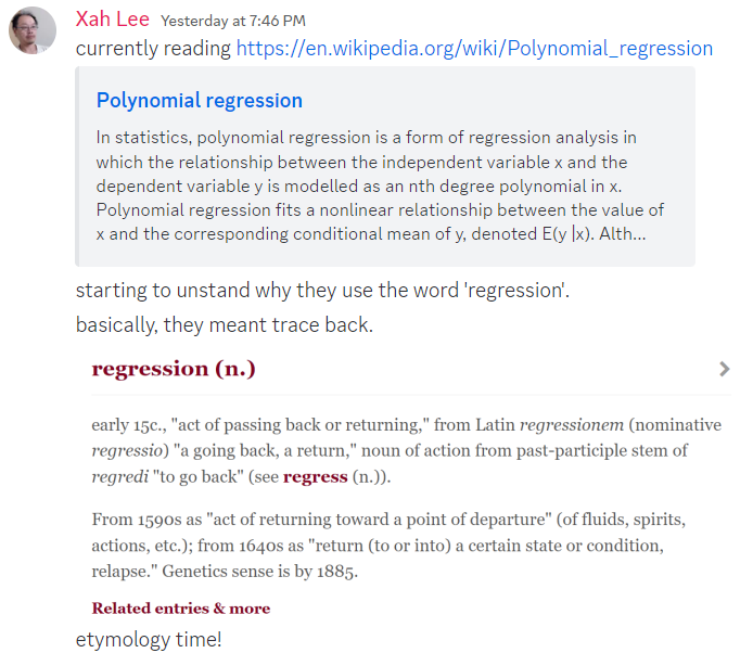 Etymology of Regression 2023-09-23