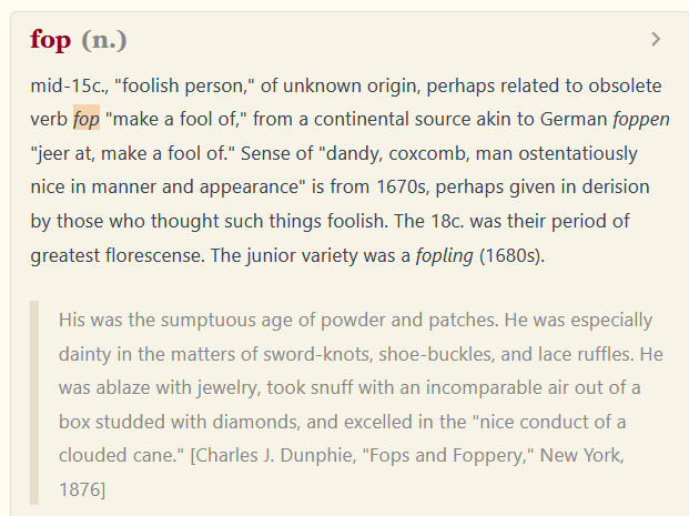 etymology of fop 2025-07-15 3101a