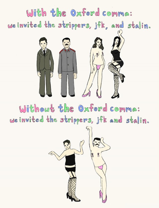 oxford comma and strippers joke