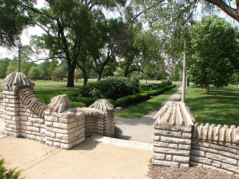 Portage Park Chicago flagstone steps