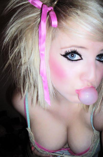 pink bubble gum girl