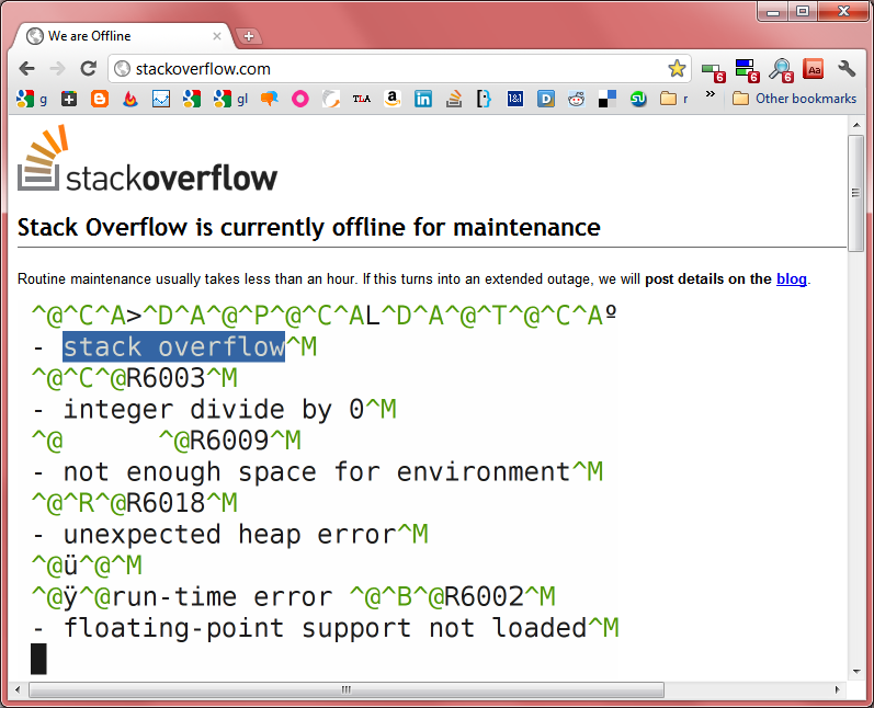 Stack Overflow offline 2011-08-06
