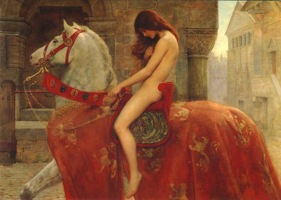 painting of a naked lady on horse