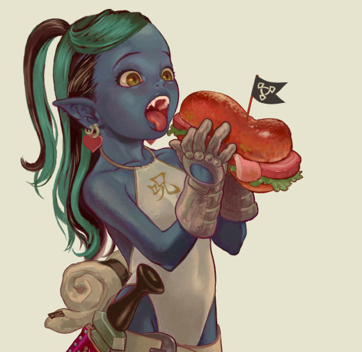 goblin girl eat sandwich moontan